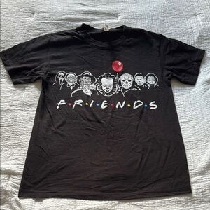 Black Graphic T-Shirt | Horror Characters | Friends Theme